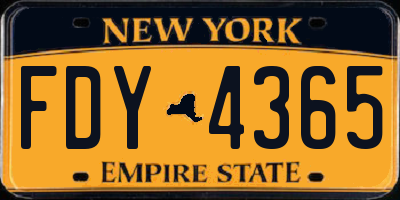 NY license plate FDY4365