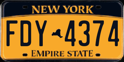 NY license plate FDY4374