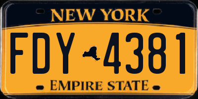 NY license plate FDY4381