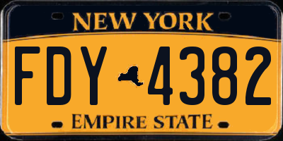 NY license plate FDY4382
