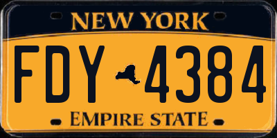 NY license plate FDY4384