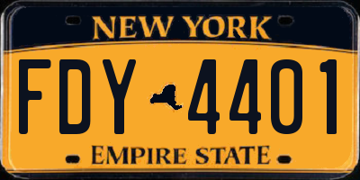 NY license plate FDY4401
