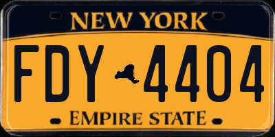 NY license plate FDY4404