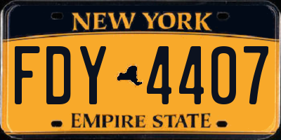 NY license plate FDY4407