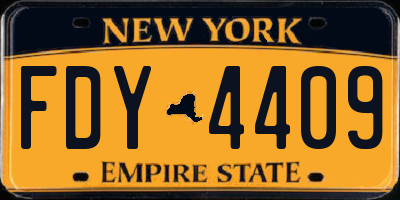 NY license plate FDY4409