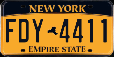 NY license plate FDY4411
