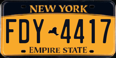 NY license plate FDY4417