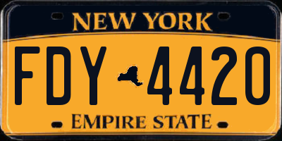 NY license plate FDY4420