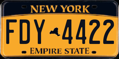 NY license plate FDY4422