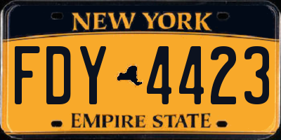 NY license plate FDY4423