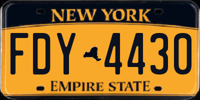 NY license plate FDY4430