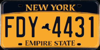 NY license plate FDY4431