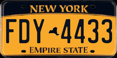 NY license plate FDY4433