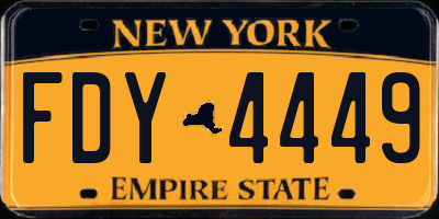 NY license plate FDY4449