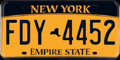 NY license plate FDY4452