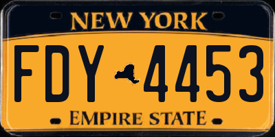 NY license plate FDY4453