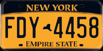NY license plate FDY4458