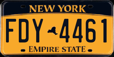 NY license plate FDY4461