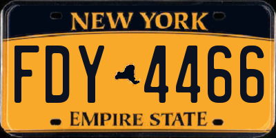 NY license plate FDY4466