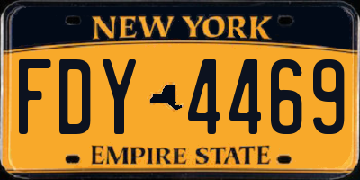 NY license plate FDY4469