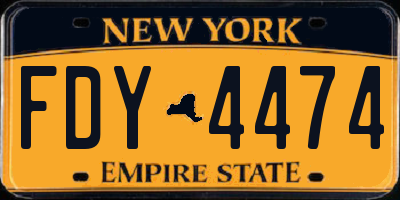 NY license plate FDY4474