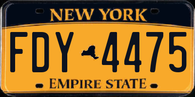 NY license plate FDY4475