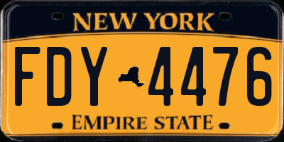 NY license plate FDY4476