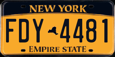 NY license plate FDY4481