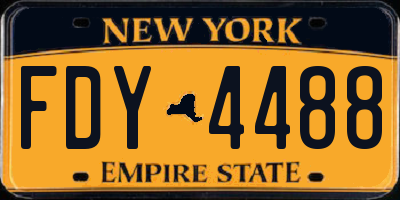 NY license plate FDY4488