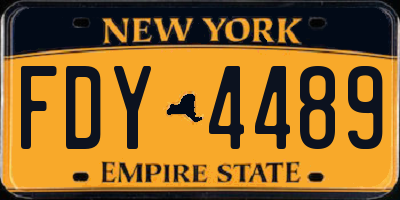 NY license plate FDY4489