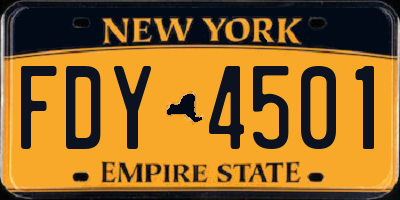 NY license plate FDY4501