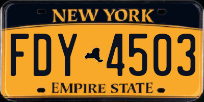 NY license plate FDY4503