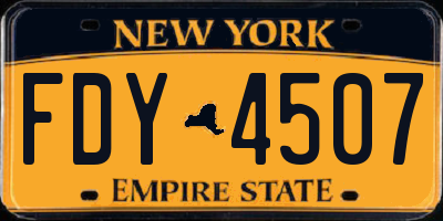 NY license plate FDY4507