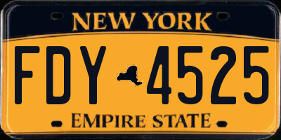 NY license plate FDY4525