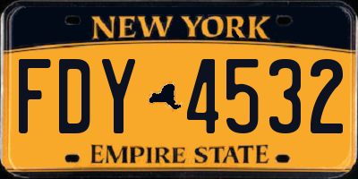 NY license plate FDY4532