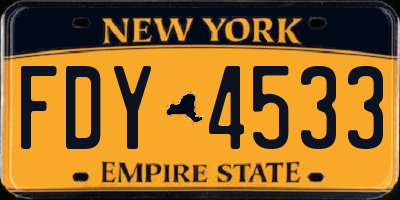 NY license plate FDY4533