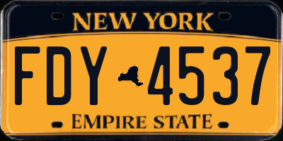 NY license plate FDY4537