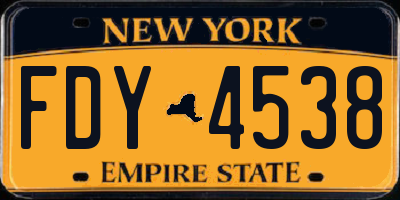 NY license plate FDY4538