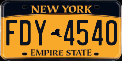 NY license plate FDY4540
