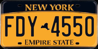 NY license plate FDY4550
