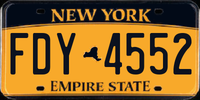 NY license plate FDY4552