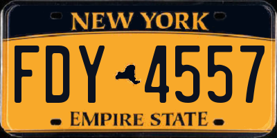 NY license plate FDY4557