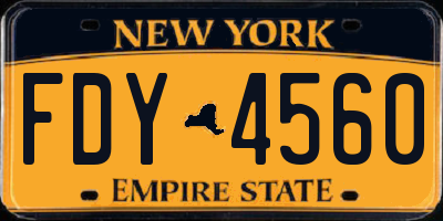 NY license plate FDY4560