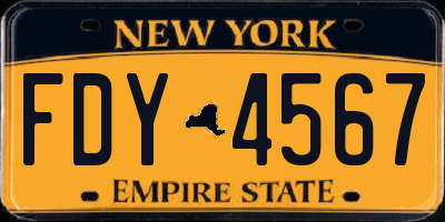 NY license plate FDY4567