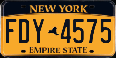 NY license plate FDY4575