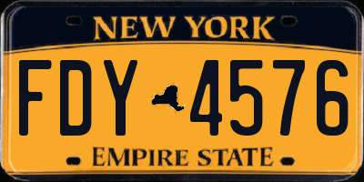 NY license plate FDY4576