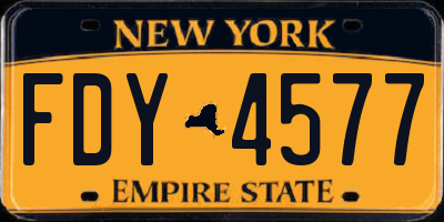 NY license plate FDY4577