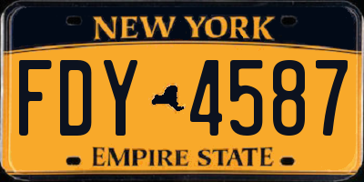 NY license plate FDY4587