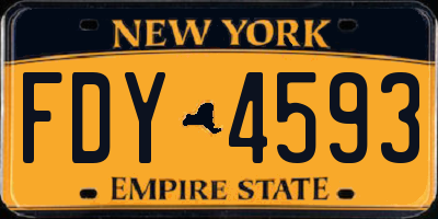 NY license plate FDY4593