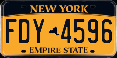 NY license plate FDY4596